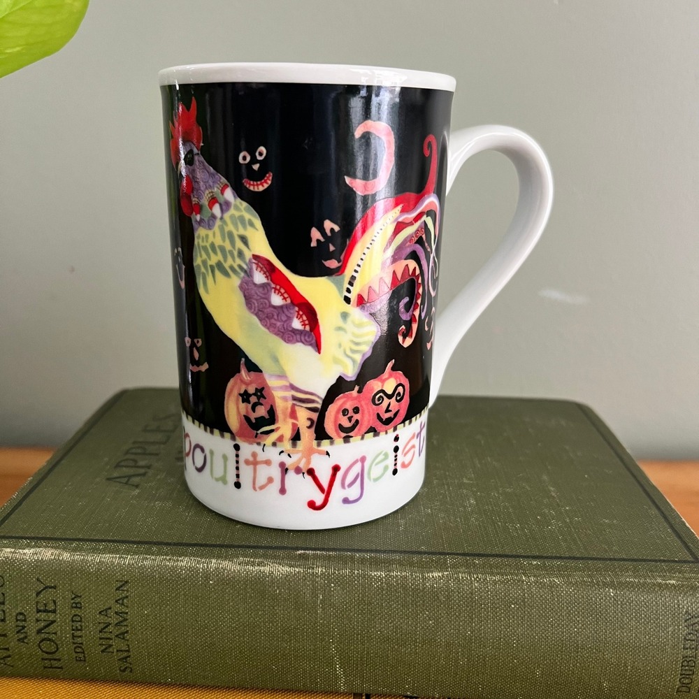 Poultry In Motion Sharon Neuhaus Poultrygeist Halloween Rooster Coffee Mug Black